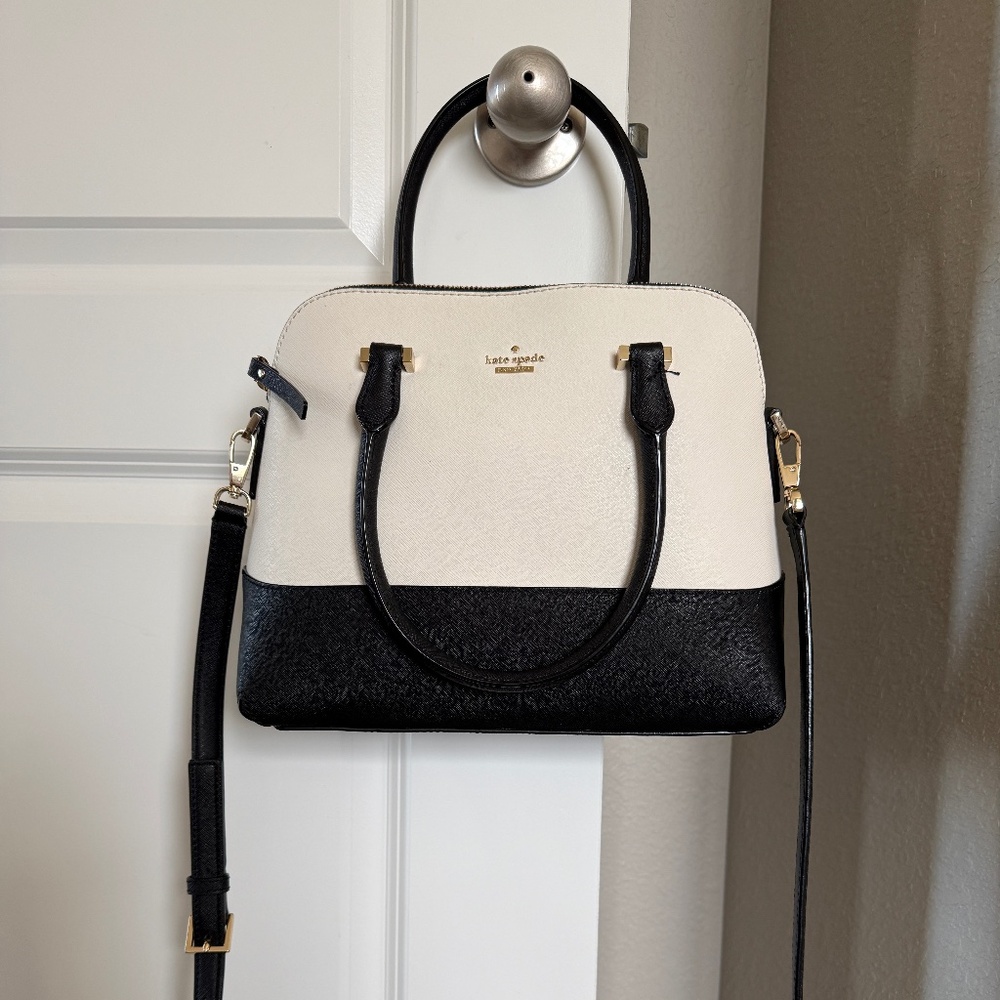 Kate Spade Madison Bag - Black and Cream Leather